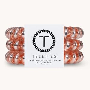 NWT Teleties Hair Ties in Metallic Pink 3 Pack